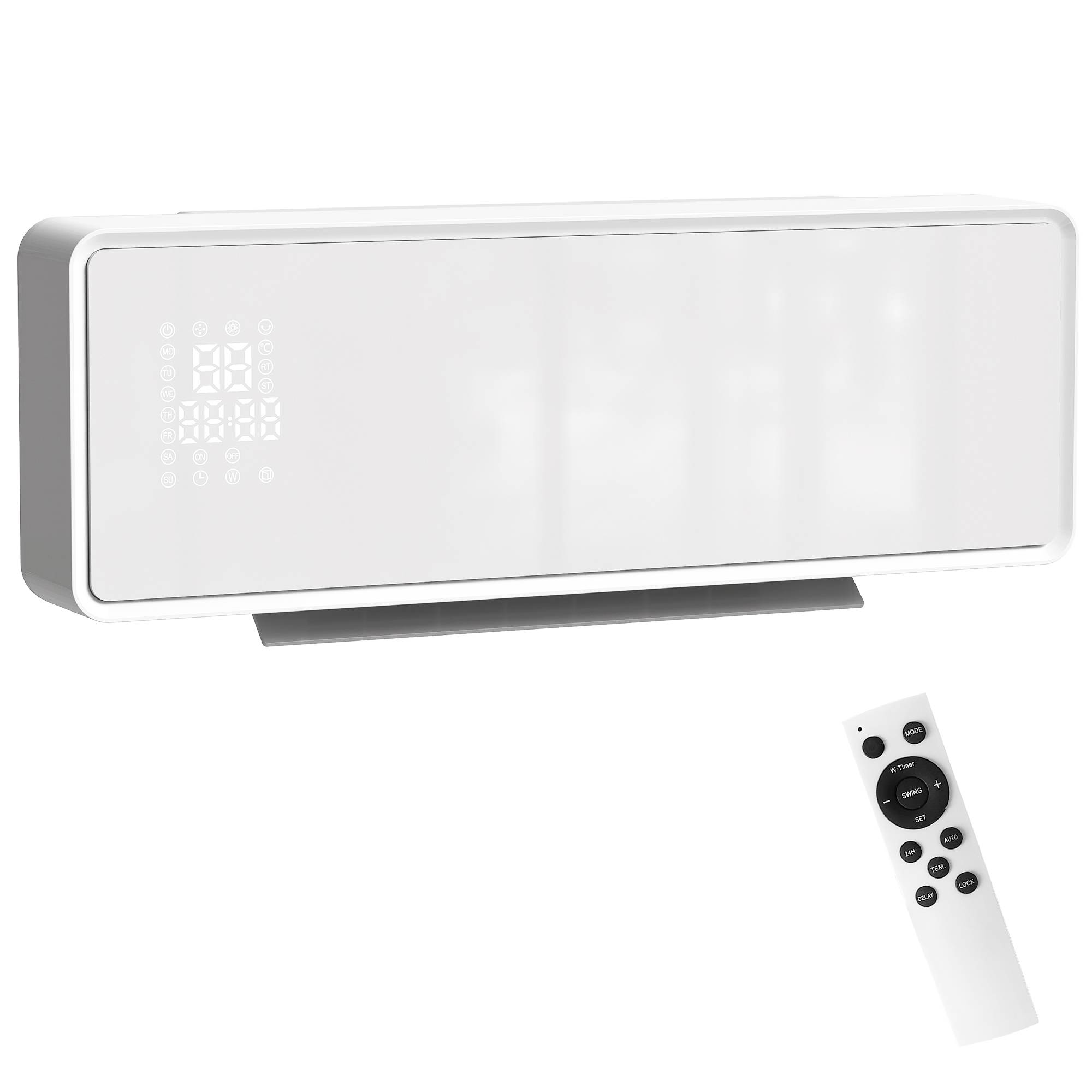 HOMCOM Ceramic Wall Mounted Space Heater with Remote Control - White - Image 4