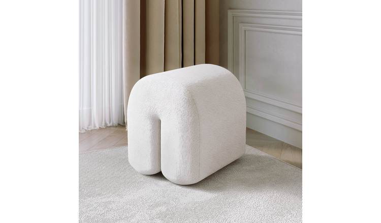 CARME Home Laurie Bouclé Stool - Ivory