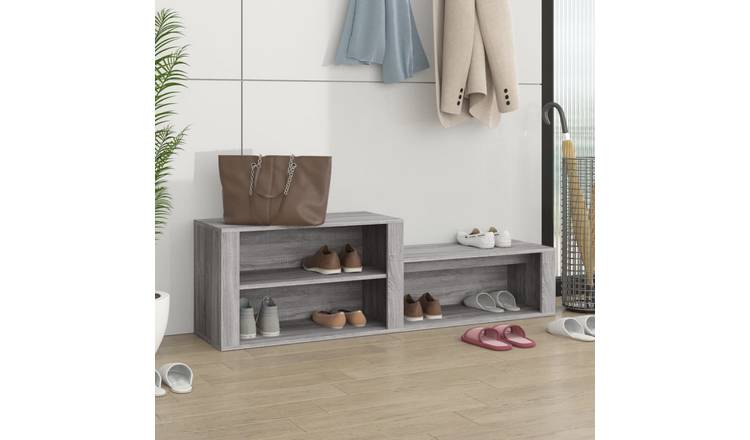 Walplus Engineered Wood Shoe Cabinet - Grey Sonoma - 150 x 35 x 45 cm