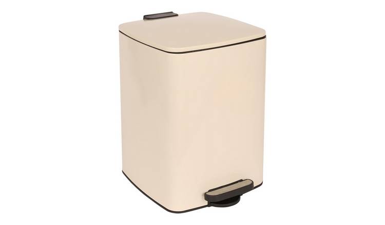 Harbour Housewares Square Stainless Steel Kitchen Pedal Bin - 20L - Beige