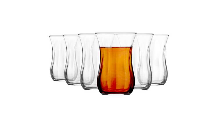 LAV Klasik Glass Turkish Tea Cups - 115ml - Clear - Pack of 6