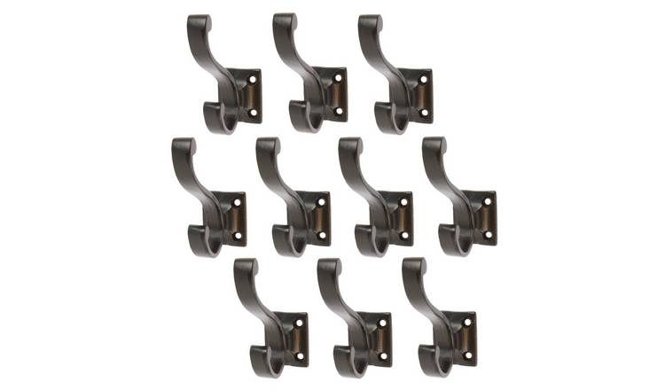 Hammer & Tongs Square Back Hat & Coat Hook - Black - Pack of 10