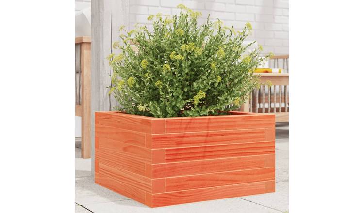 Walplus Wood Garden Planter - Wax Brown - 40 x 40 x 23 cm