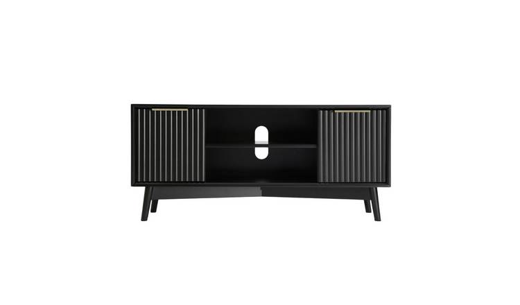 HomeGardenDirect Monza Fluted TV Unit with Storage - Black