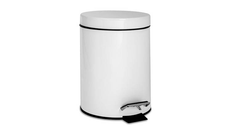 Harbour Housewares Round Bathroom Pedal Bin - 3 Litre - White