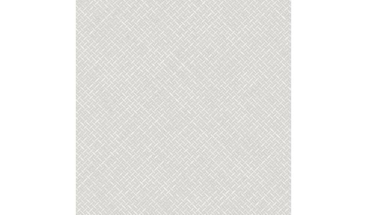 Grandeco Diagonal Basket Weave Wicker Rattan Texture Wallpaper - Grey
