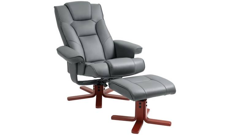 HOMCOM Faux Leather Recliner Armchair with High Back - Grey