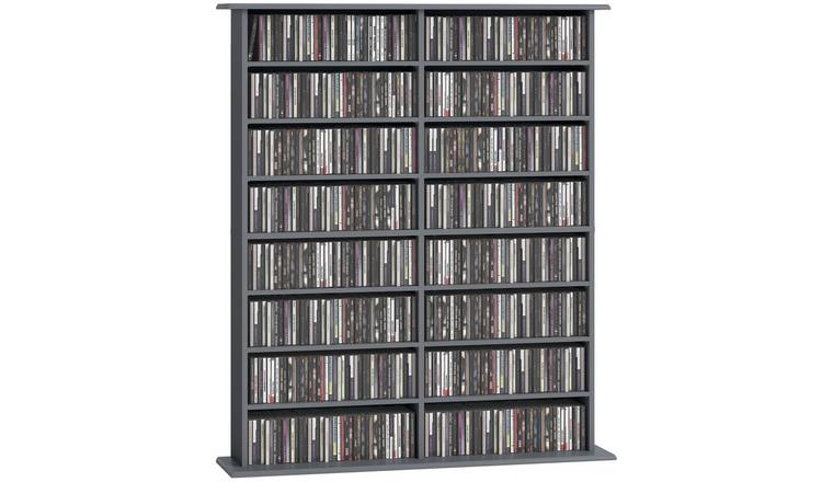 HOMCOM Wide 8 Tier Media Storage Shelf - Grey