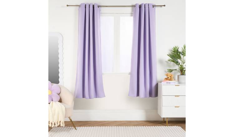 OHS Essentials Plain Eyelet Blackout Curtains 168 x 183cm - Lilac