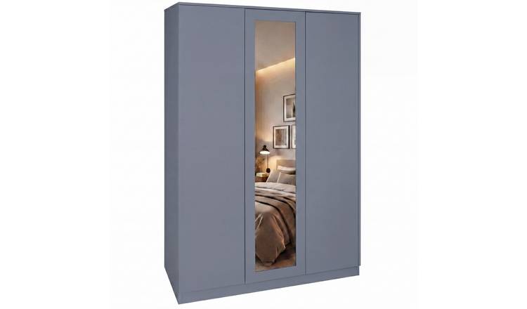 Vida Designs Denver 3 Door Mirrored Wardrobe - Grey