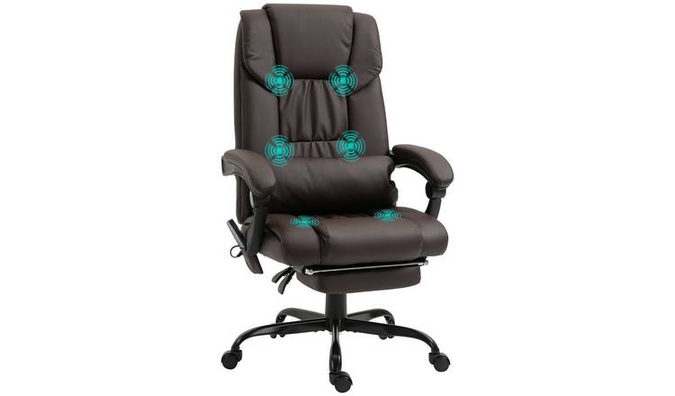 Vinsetto Massage Adjustable Height PU Leather Footrest Office Chair – Brown