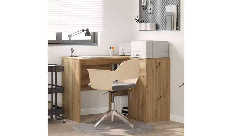 Walplus Drawer Shelf Corner Desk - Oak - 102 x 88 x 75 cm