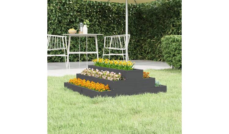 Walplus Wood Garden Planter - Grey - 80 x 80 x 27 cm