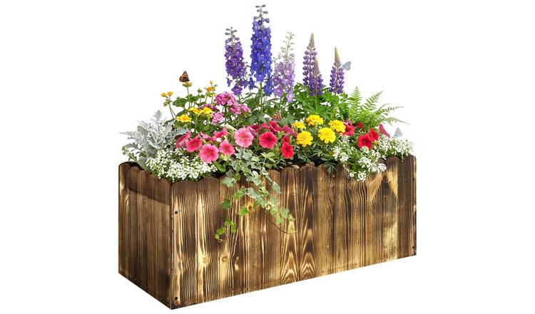 Outsunny 70L Wooden Raised Garden Bed - Natural Wood Colour
