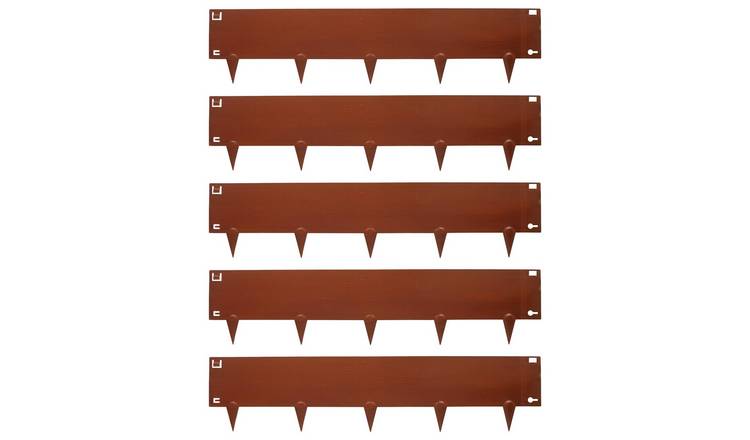Harbour Housewares 5pc Steel Lawn Edging Set - 5m x 16cm - Rust