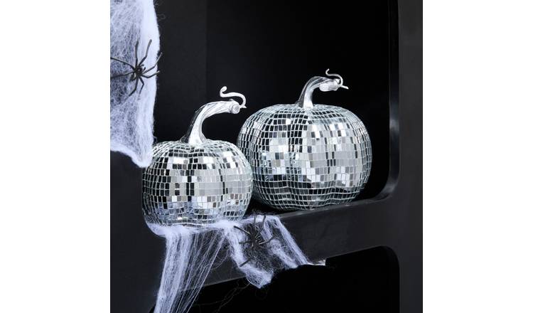 OHS 2 Pack Autumn Pumpkin Disco Balls - Silver