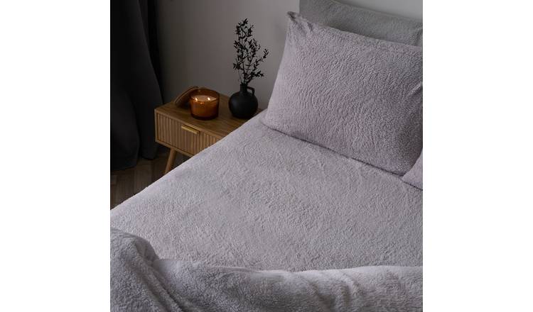 OHS Teddy Fleece Thermal Fitted Bed Sheet Grey - Single