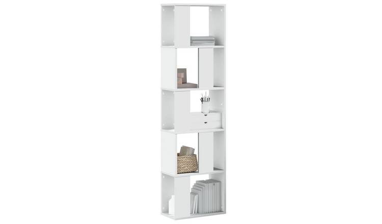 Walplus 5 Tier Engineered Wood Bookcase - White - 45 x 23.5 x 162.5 cm