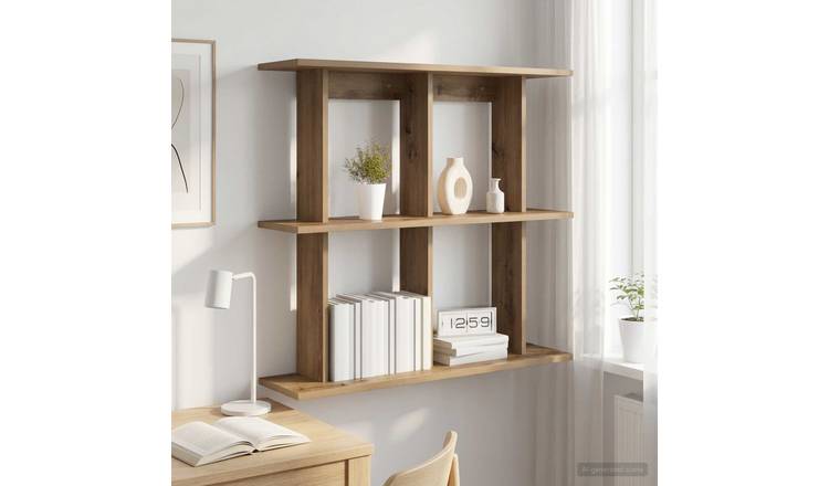 Walplus Engineered Wood Wall Shelf - Oak - 100 x 20 x 75 cm