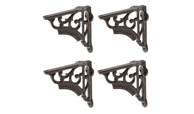 Hammer & Tongs Ornate Iron Shelves Bracket - Black - Set of 4