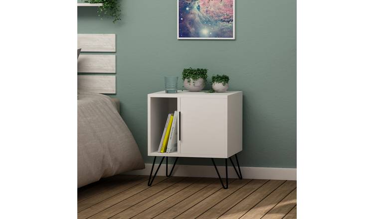Decortie Glynn Melamine Coated Particleboard Bedside Table - White