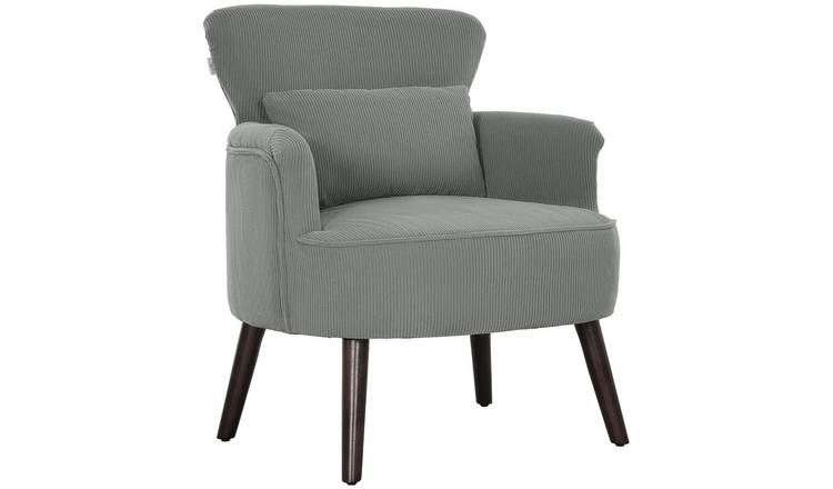 HOMCOM Wooden Modern Armchair with Thick Padded Seat - Light Grey