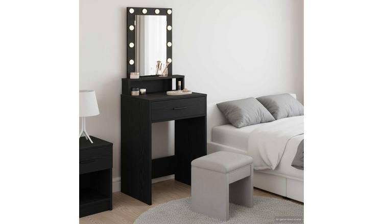 Walplus 1 Drawer Engineered Wood Dressing Table - Black - 50 x 41 x 140 cm