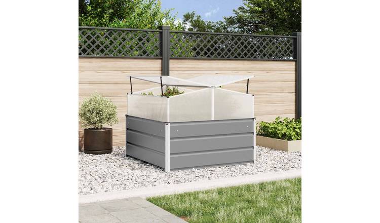 Walplus Galvanised Steel Garden Planter - Light Grey - 100 x 100 x 77 cm