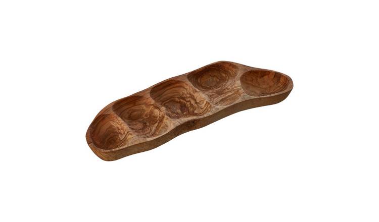 Orsina Kora Olive Wood Multi Section Antipasti Dish in Assorted Shapes - Brown