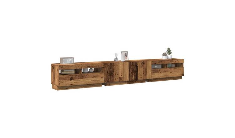 Walplus LED Engineered Wood TV Cabinet - Dark Wood - 260 x 35 x 40 cm