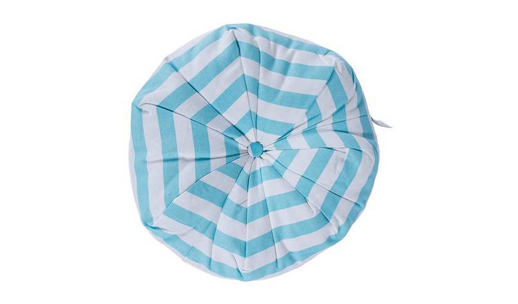 Homescapes Blue and White Stripe Pleated Floor Cushion - Round