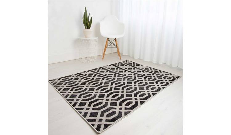 Mega Flooring Grey Modern Geometric Rug - 80 x 150cm