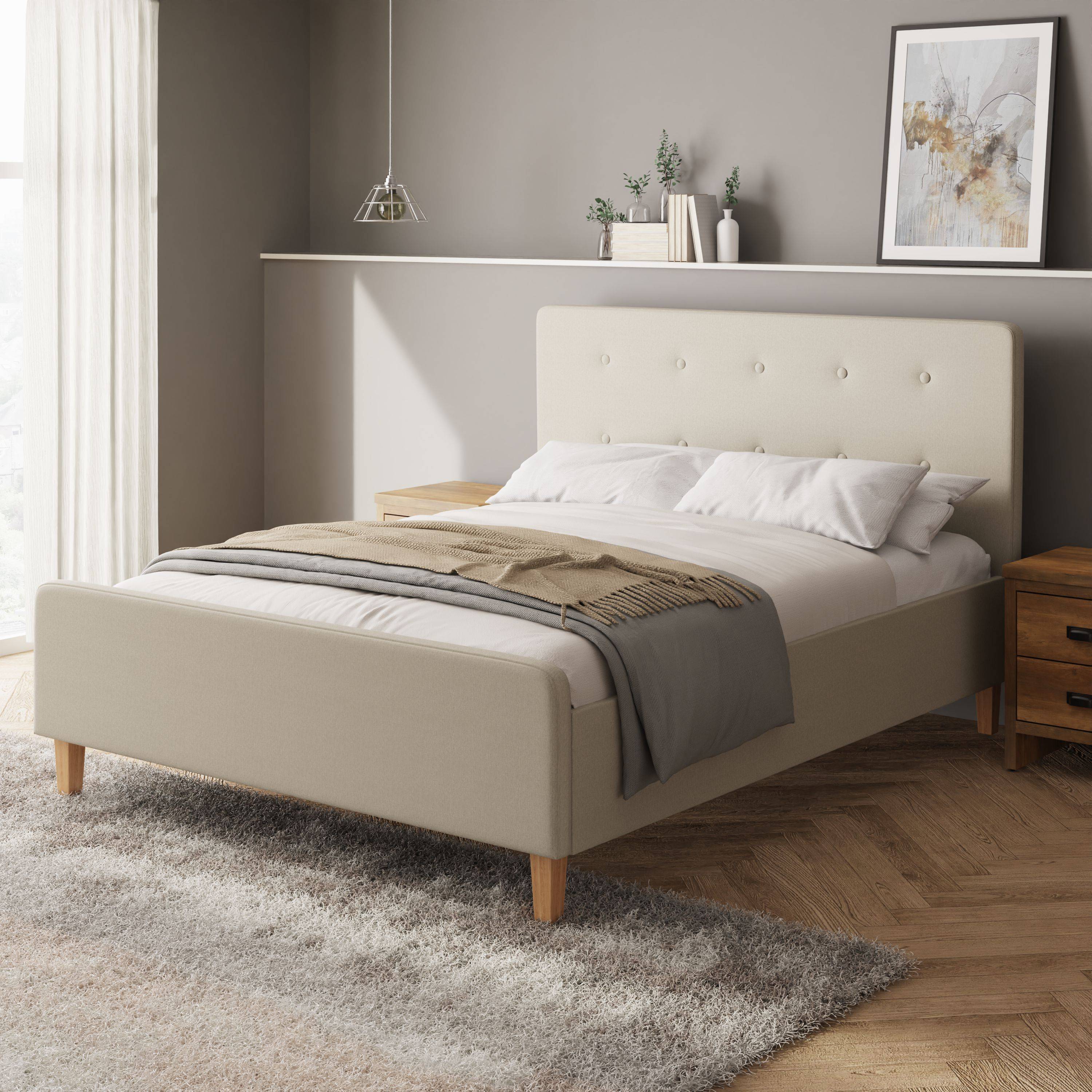 GFW Ashbourne King Size Fabric Side Lift Ottoman Bed - Natural - Image 1