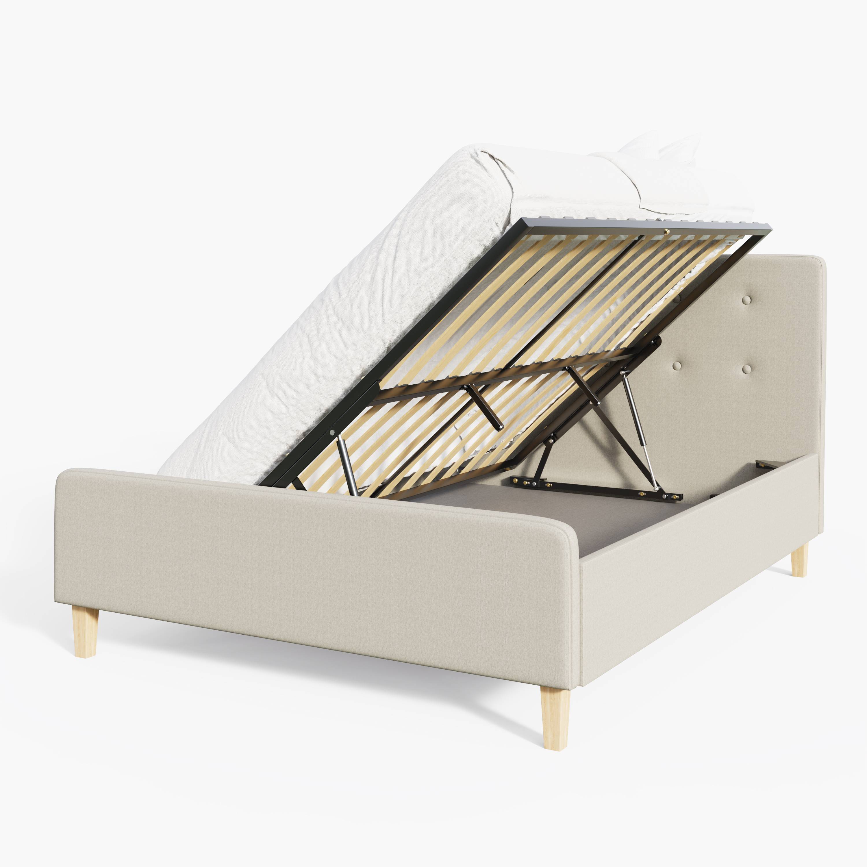 GFW Ashbourne King Size Fabric Side Lift Ottoman Bed - Natural - Image 4
