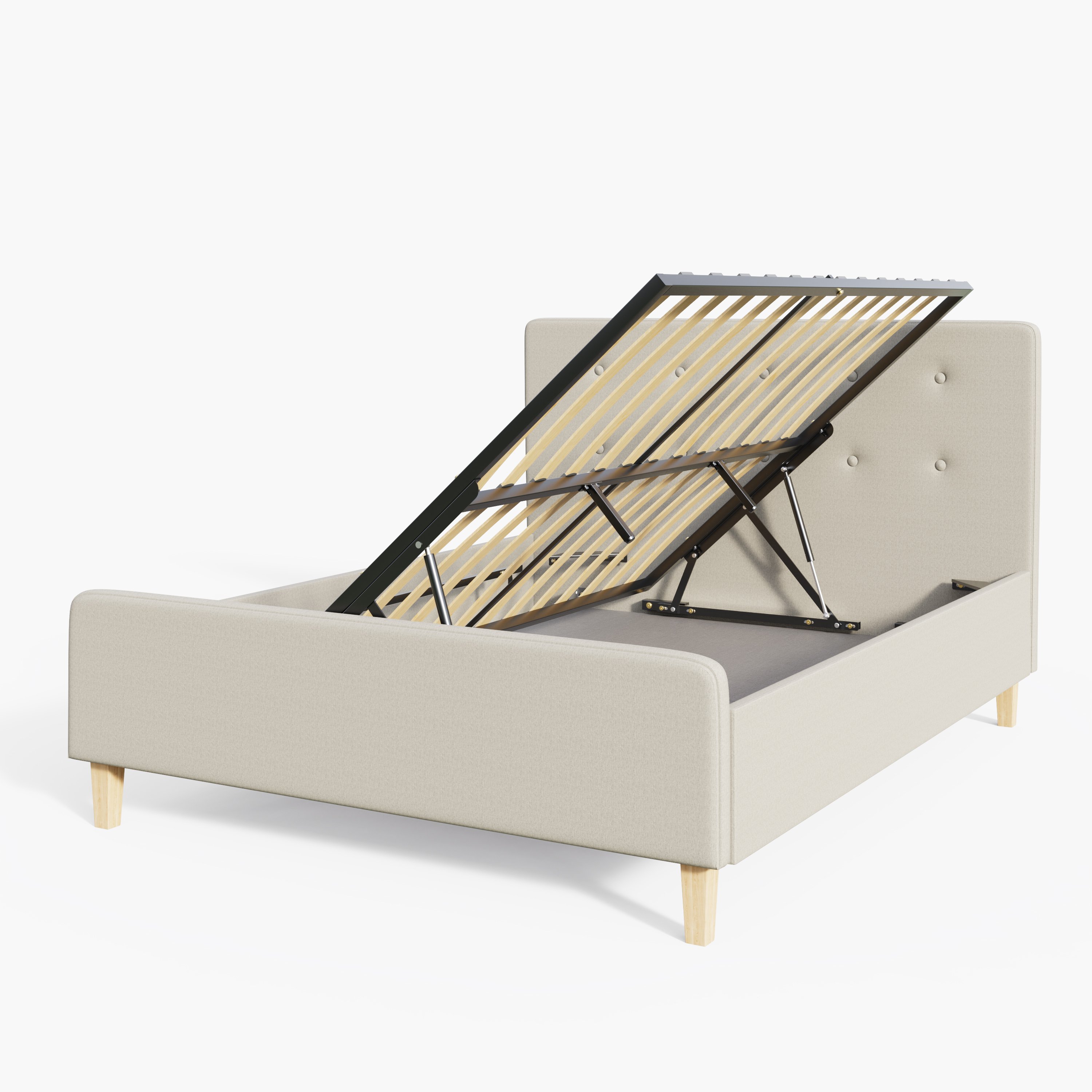 GFW Ashbourne King Size Fabric Side Lift Ottoman Bed - Natural - Image 6