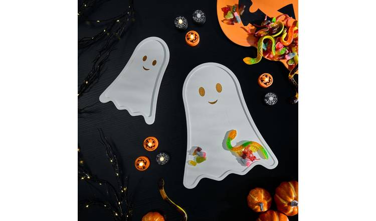 OHS 2 Pack Halloween Ghost Bamboo Serving Boards - White