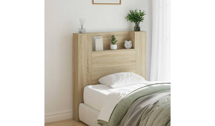 Walplus Wood LED Storage Headboard - Light Oak - 100 x 16.5 x 103.5 cm