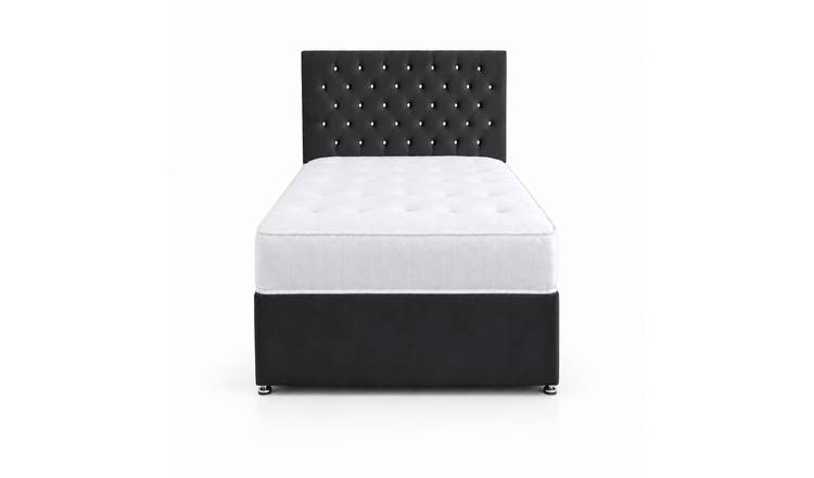 Comfy Deluxe 3ft Single       Velvet  Divan Bed Set -  Black