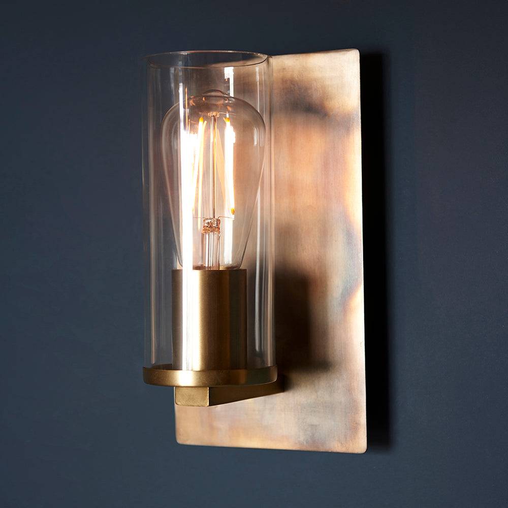 Loops Direct 14cm Steel and Glass Wall Light - Bronze Patina - Image 3
