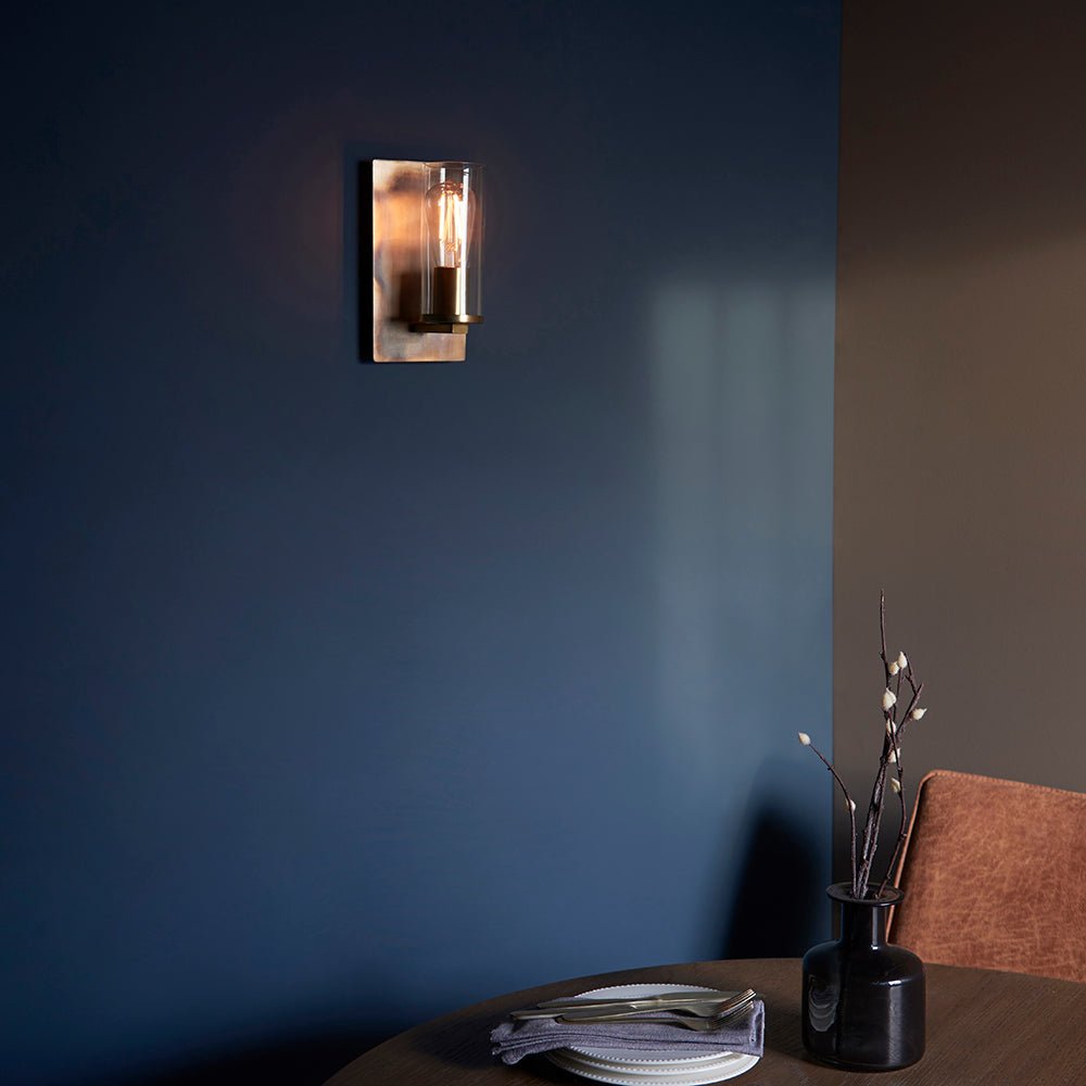 Loops Direct 14cm Steel and Glass Wall Light - Bronze Patina - Image 4