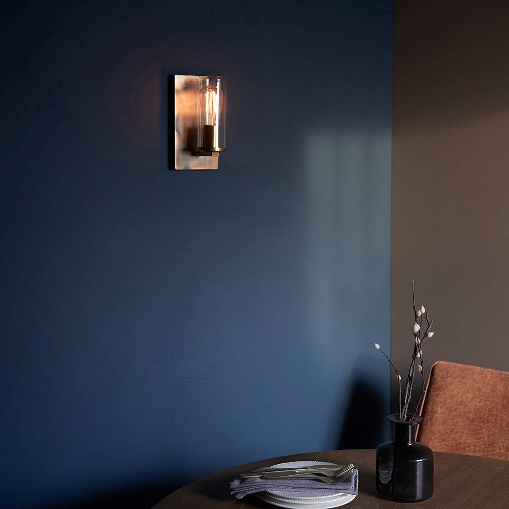 Loops Direct 14cm Steel and Glass Wall Light - Bronze Patina - Image 4