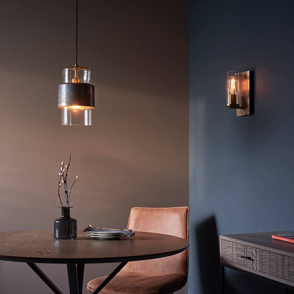 Loops Direct 14cm Steel and Glass Wall Light - Bronze Patina - Image 5