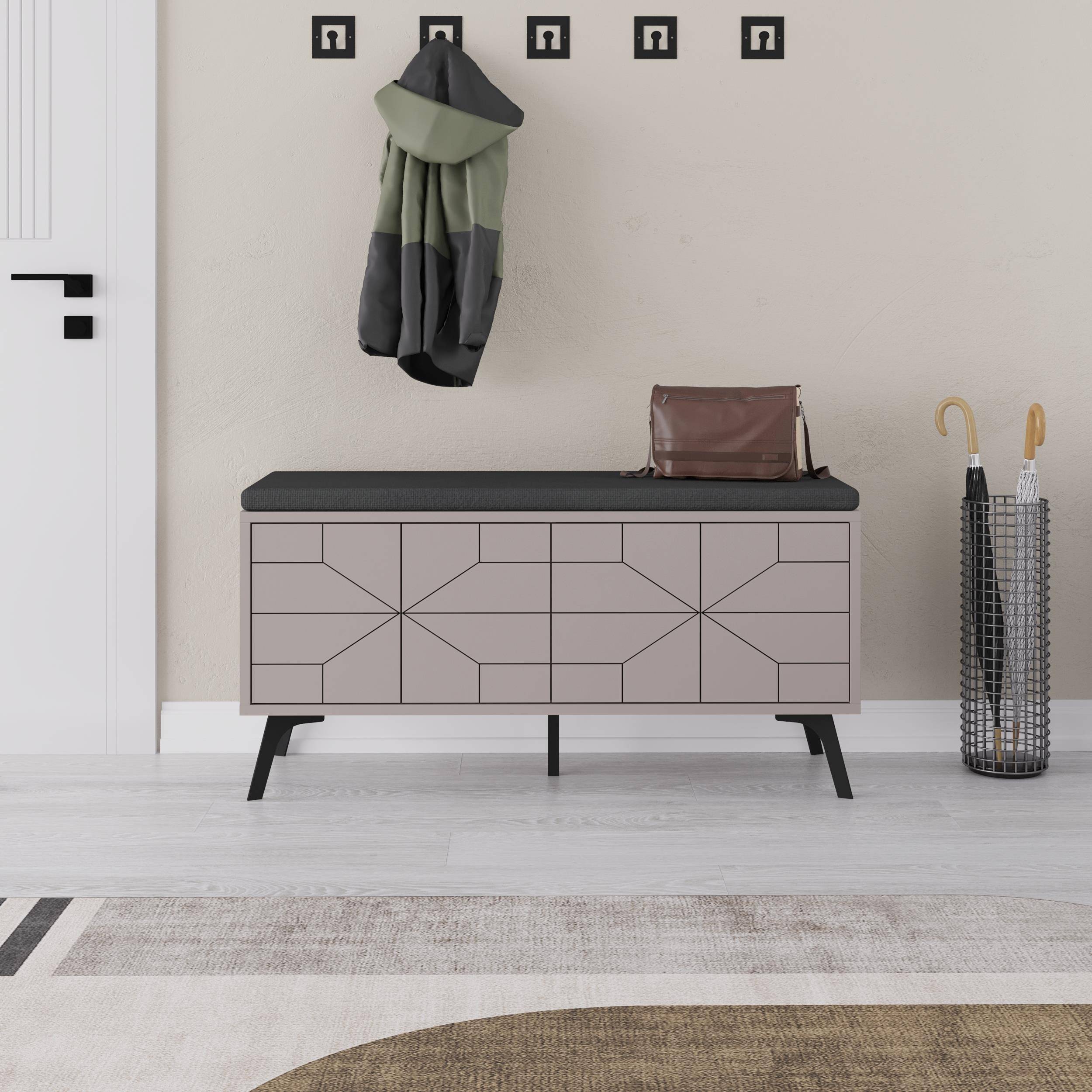 Decortie Dune Particleboard Storage Bench - Mocha - Image 1