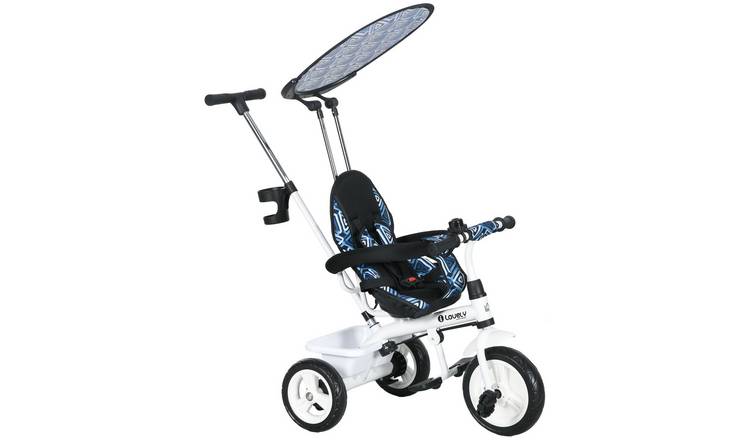 HOMCOM 6 in 1 Push Handle Canopy 5 Point Harness Basket Baby Trike - Blue