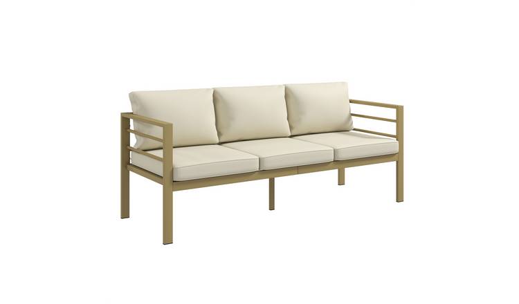 Outsunny 3 Seater Aluminium Sofa with Backrest and Armrest - Cream