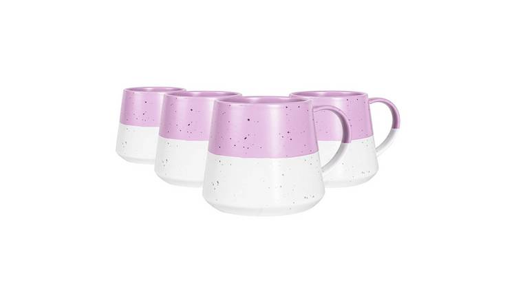 Nicola Spring Colour Block Flecked Belly Coffee Mugs 370ml - Lavender Pack of 4