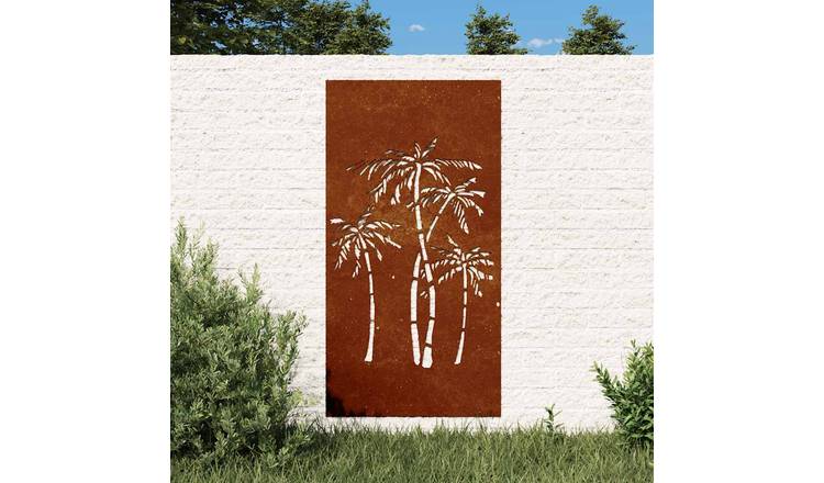 Walplus Garden Wall Decoration Corten Palm Tree - Rusty - 105 x 55 x 0.7 cm