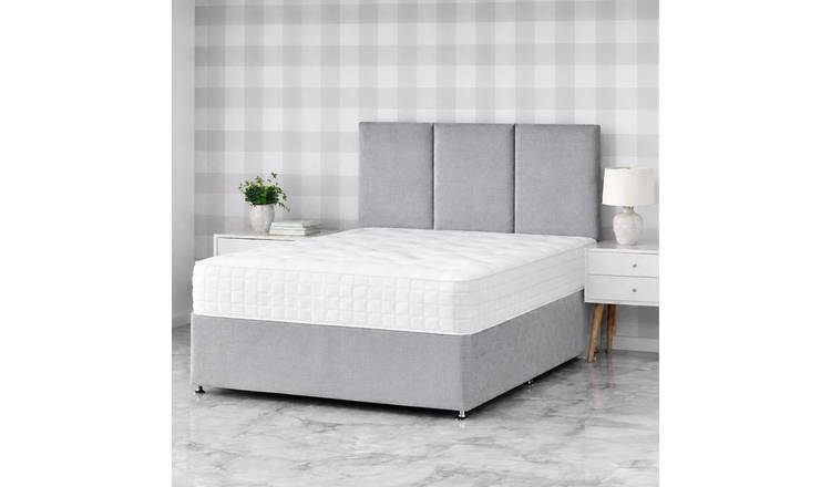 Comfy Deluxe 5ft King Size   Plush Velvet Divan Bed Set -  Silver