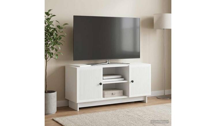 Walplus 2 Door Engineered Wood TV Cabinet - White - 102 x 34.5 x 50 cm