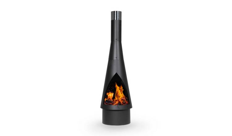 Dellonda Conical Chiminea - Black Steel